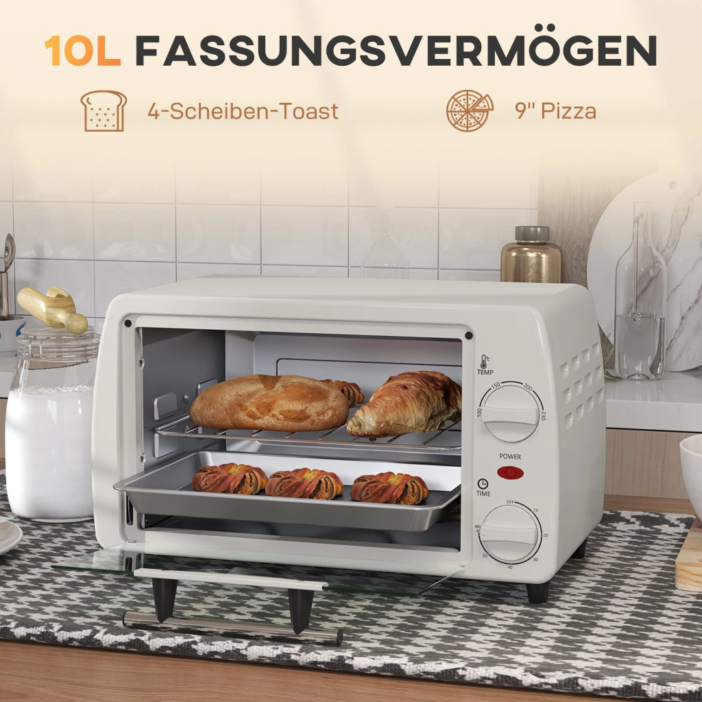 Mini forno tostapane ¨C Xylo ¨C 10L, timer, griglia e teglia, 36,5x26x22 cm, crema