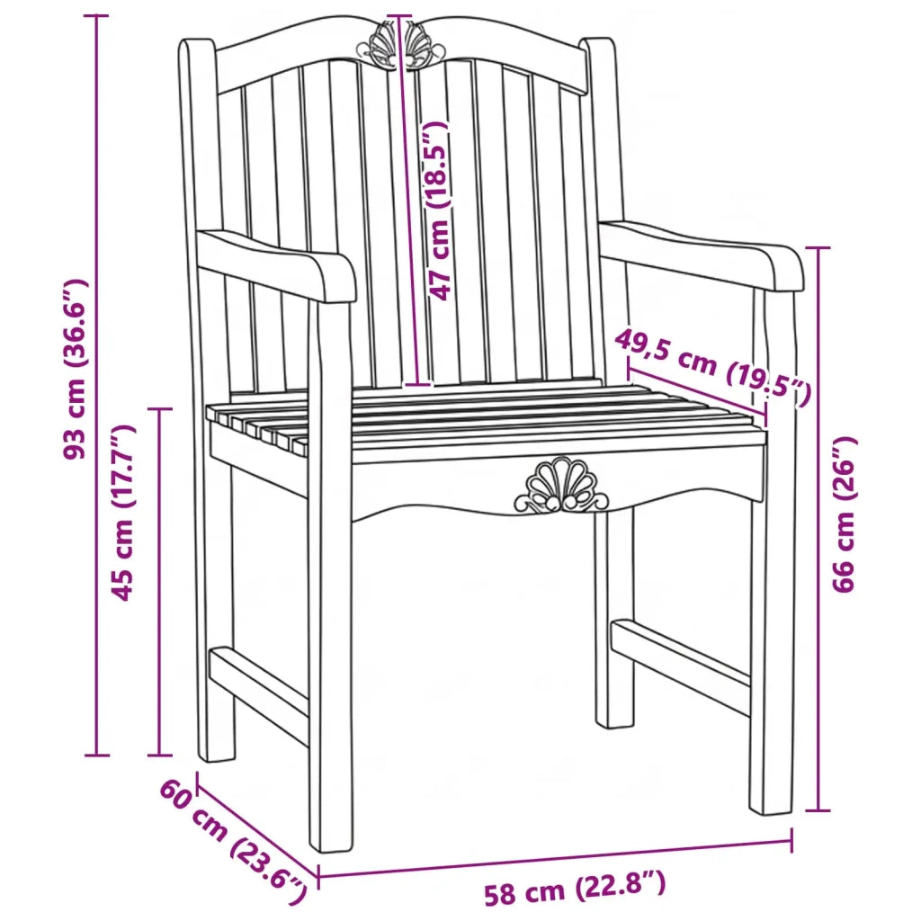 Sedia da Giardino 2 pcs Naturale 58 x 60 x 93 cm 42030019