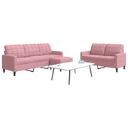 vidaXL Set di Divani 3 pz con Cuscini rosa in Velluto