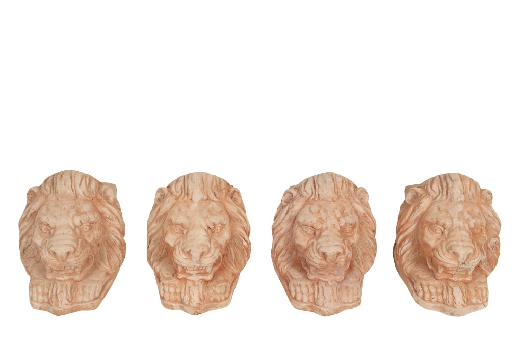 Biscottini Set 4 Piedini TESTA DI LEONE sottovaso per vasi in Terracotta Toscana 100% Made In Italy interamente Lavorata a Mano