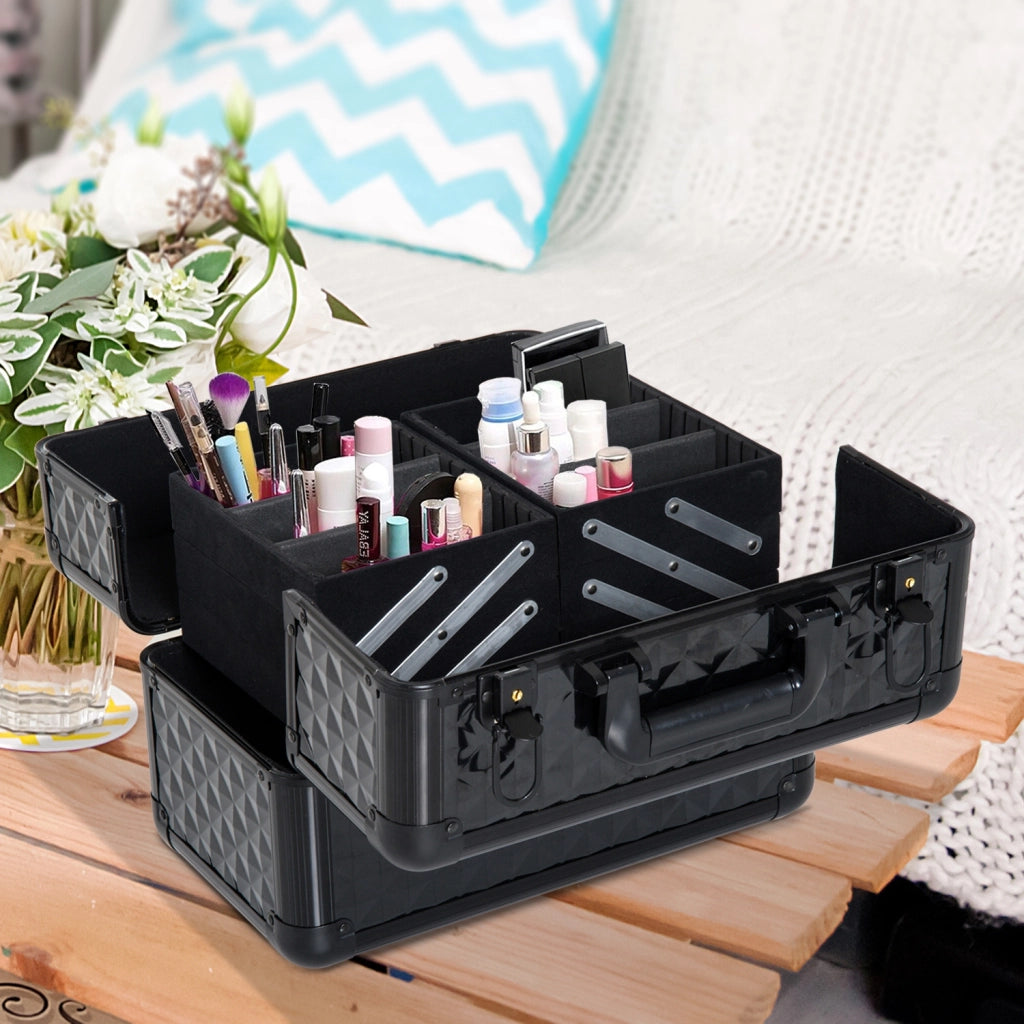 Organizzatore Cosmetici Portatile 4 Livelli ¨C zephmum ¨C 35.5x20x25.5cm Aluminio