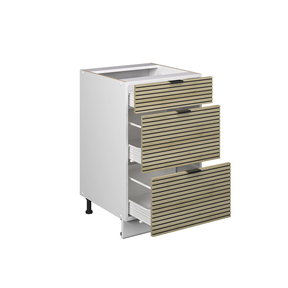 Mobiletto base per cucina Fame-Line Pannello in quercia/Bianco 50 cm senza piano di lavoro Vicco