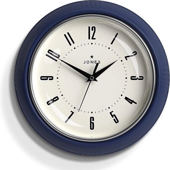 Orologio a Sfere Retro - Orologio a Clessidra con Numeri Leggibili, in Metallo Nero, Ideale per la Cucina, Ufficio o Sala da Pranzo - Orologio a Sfere 25cm - Blu Indaco