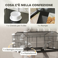 Gabbia per Criceti a 2 Piani 58x43x57 cm con Rampa e Accessori Nero