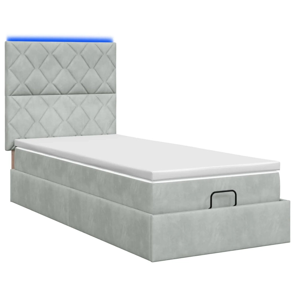 Letto Ottomano con Materasso e LED Grigio Chiaro 80 x 200 cm 3458337