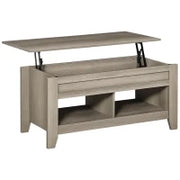 Tavolino Rettangolare con Piano Sollevabile, 2 Scomparti Aperti, Pannello Truciolare, 105 x 50 x 49cm, Rovere