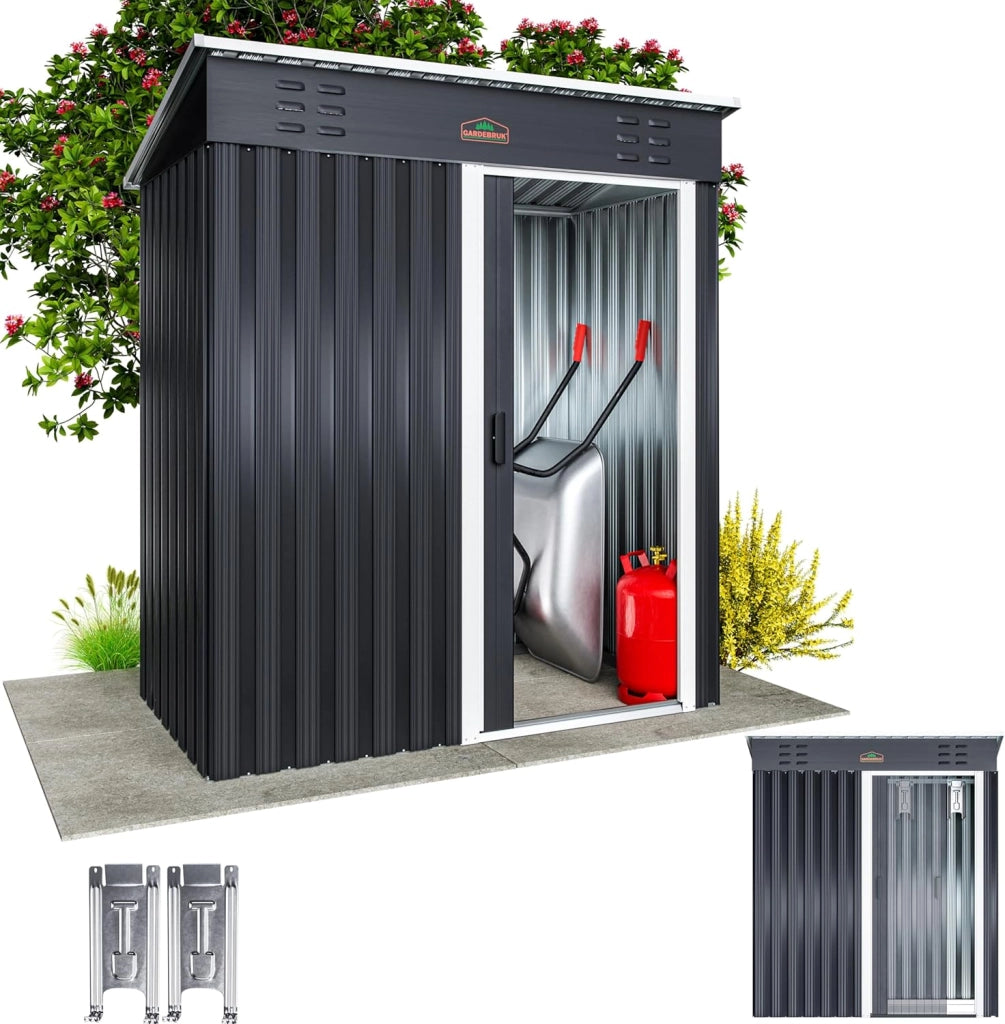 Casetta da Giardino Porta Attrezzi 185x165x90cm 1,5m² con Porta Scorrevole Armadio da Esterno in Metallo