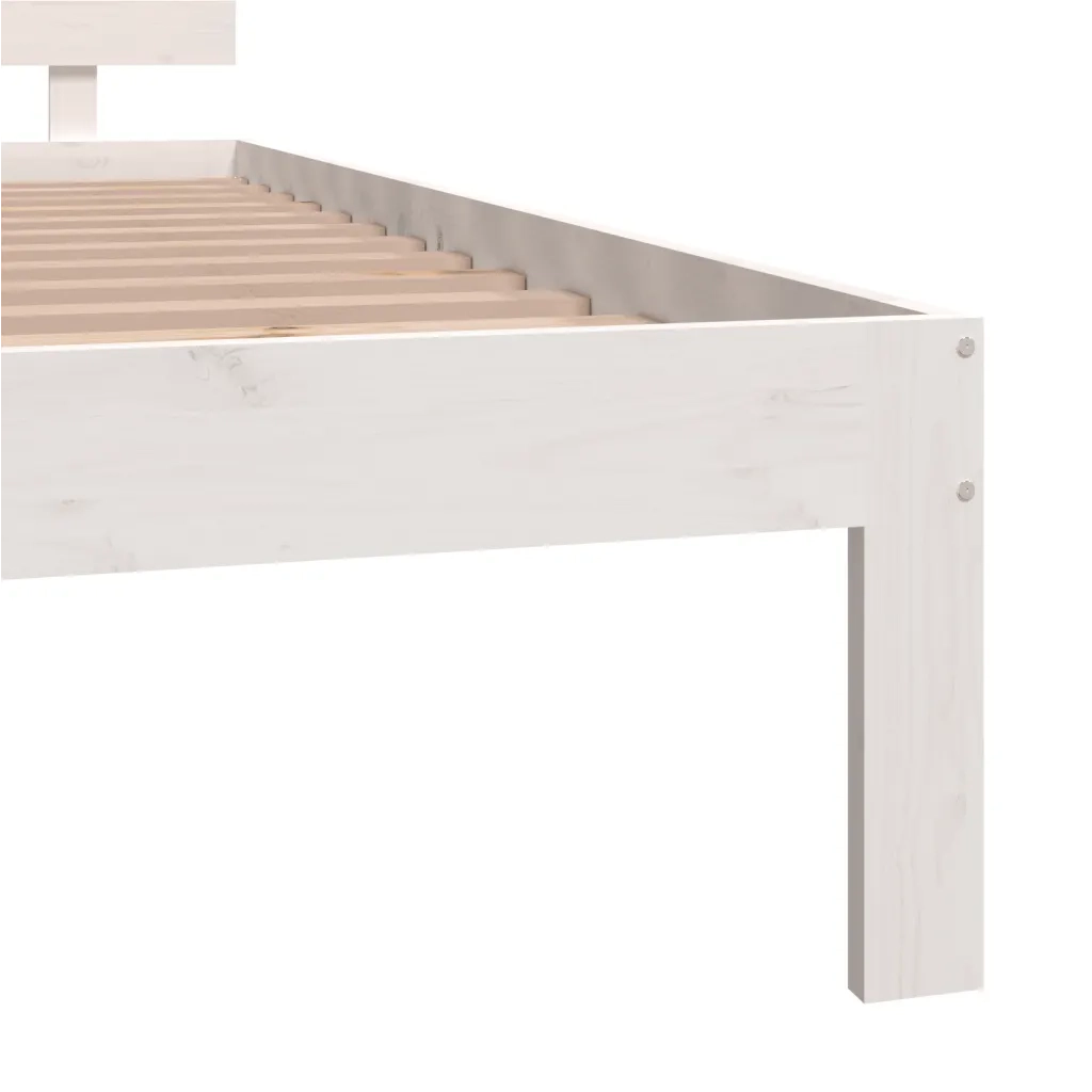 Giroletto-Struttura Letto Bianco in Legno Massello di Pino 140x200 cm 619692