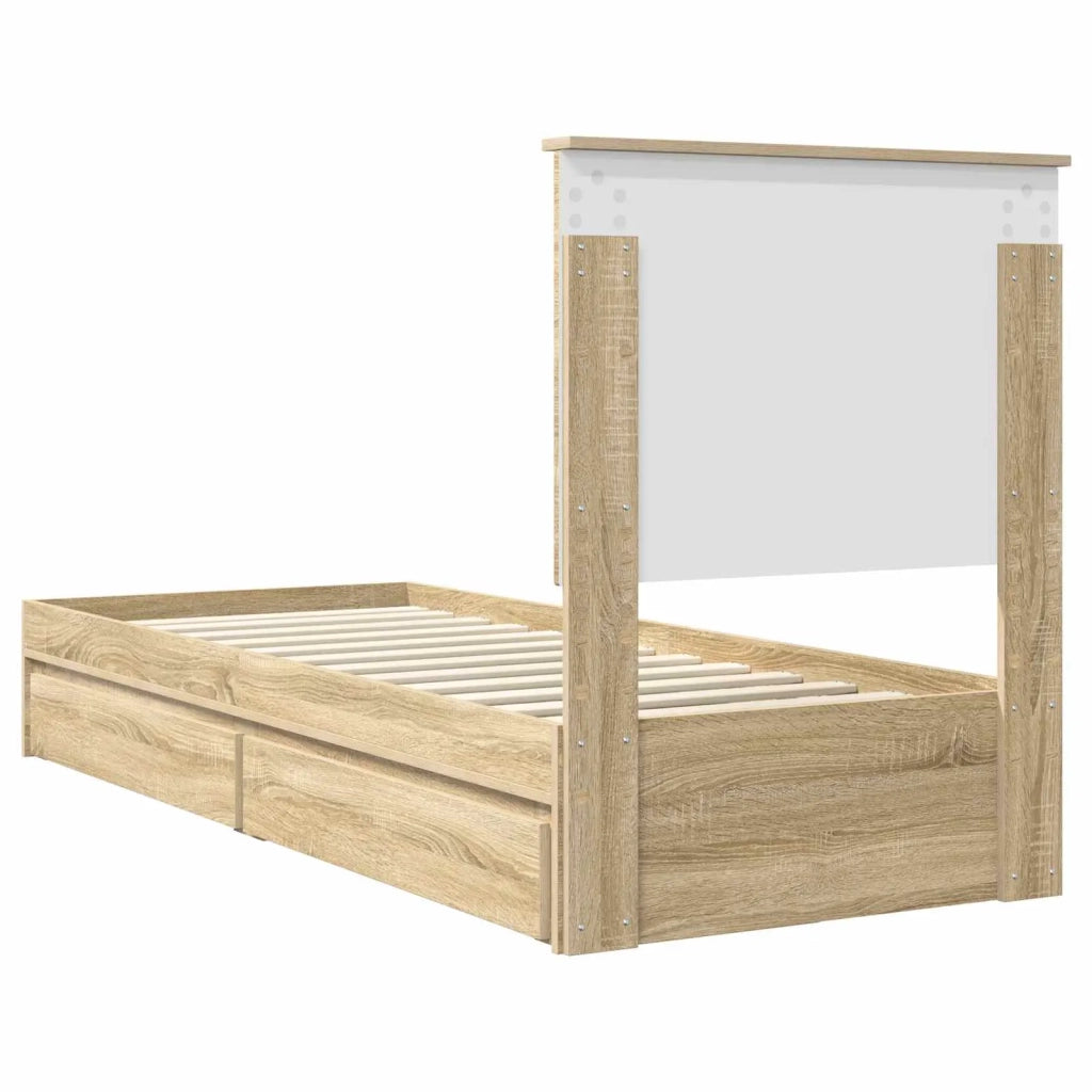 Letto con Contenitore con testiera Rovere Sonoma 75 x 190 cm