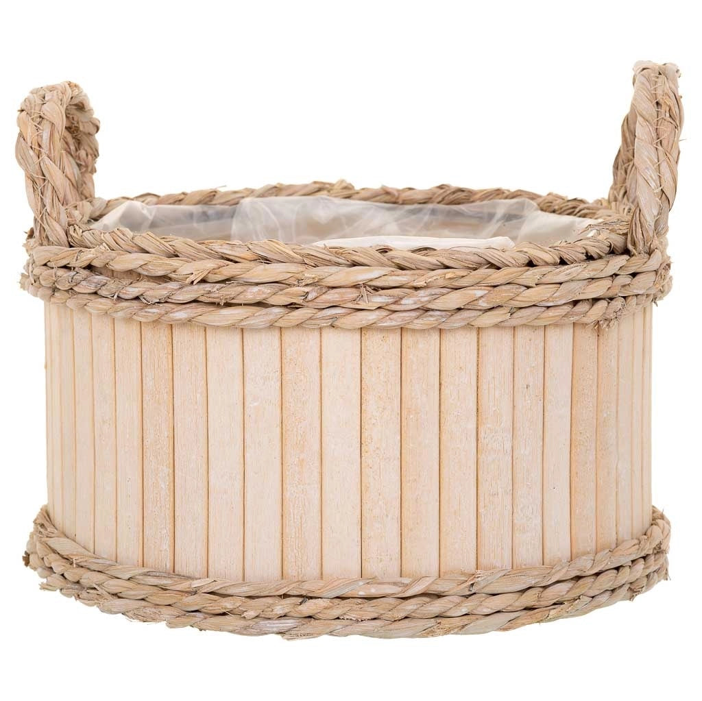 Set di 3 cestini ovali in legno marrone