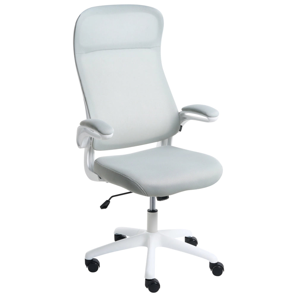 Sedia da ufficio girevole con altezza regolabile inclinabile rivestimento in tessuto grigio chiaro
