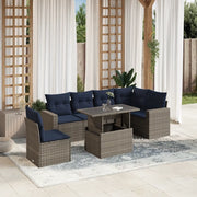 Set Divani da Giardino 7 pz con Cuscini Grigio in Polyrattan 3267311