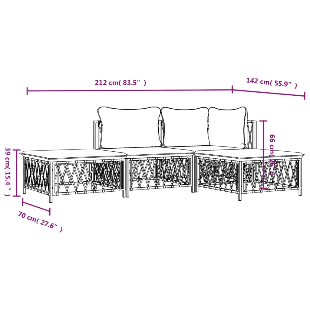 Set Salotto da Giardino 4 pz con Cuscini in Acciaio Antracite 3186849