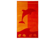 Telo Mare Jacquard Spugna Asciugamano Spiaggia Disegno Flipper - Telo Mare - Arancio