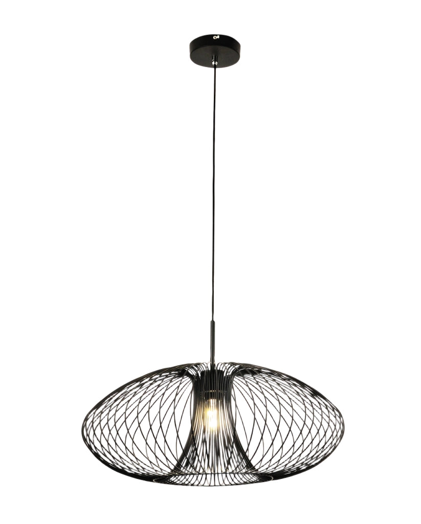Lampada a Sospensione Fassa Ø60cm in Metallo Nero, Attacco E27 40W, Design Industriale, Classe di Isolamento 1, IP20 - Illuminazione Interni