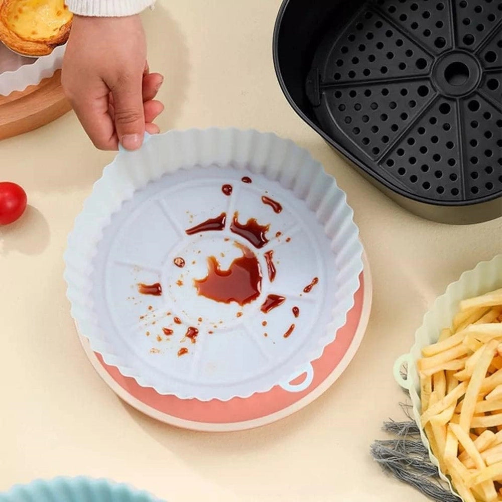 Trade Shop - Set 10pz Cestino In Silicone Per Cottura Forno Friggitrice Ad Aria Lavaggio Lavastoviglie -