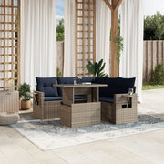 Set Divani da Giardino 6 pz con Cuscini Grigio in Polyrattan 3267901
