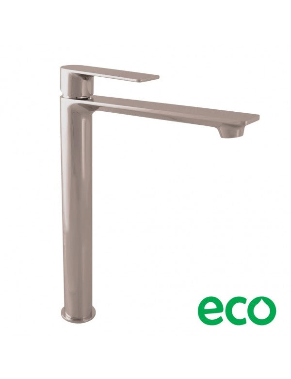 Miscelatore lavabo alto NIL in ottone metallo grigio metallo lucido senza sifone H. 26,1 cm