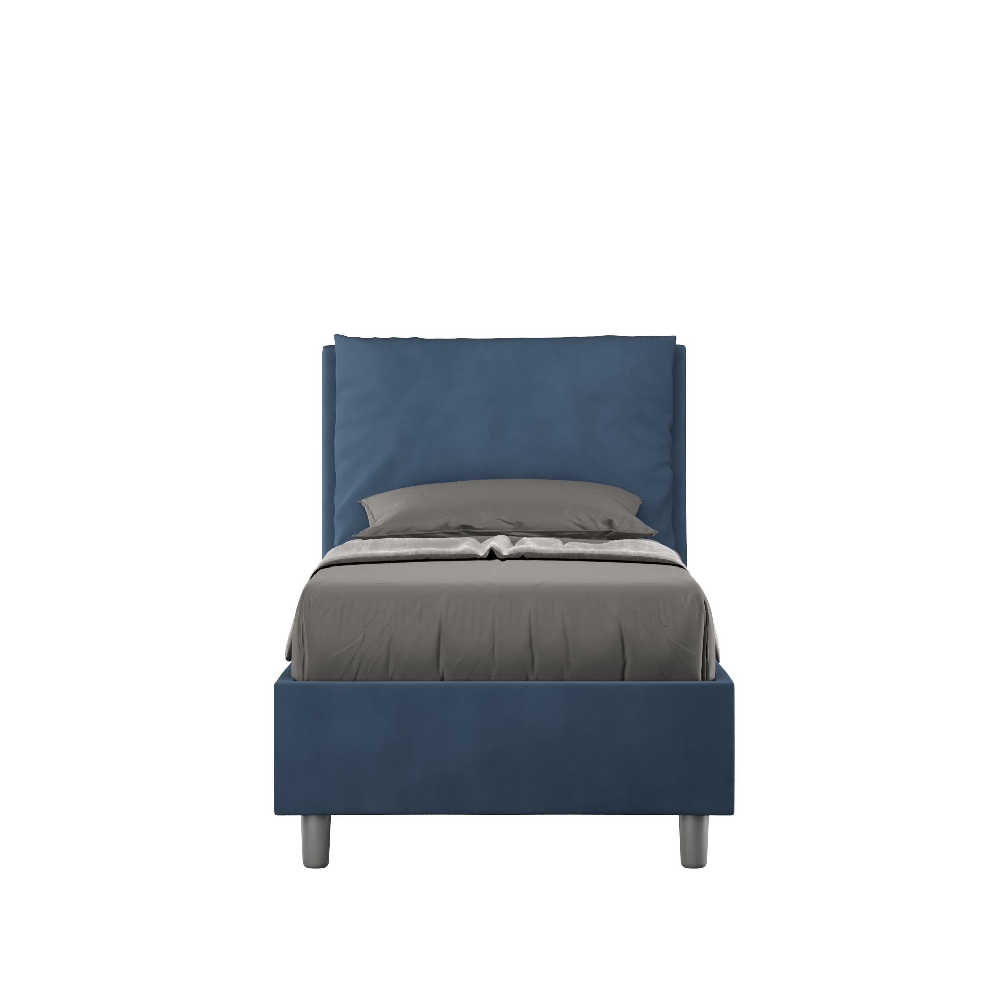 Letto Singolo 80x190 cm con Rete e Contenitore Antea Blu