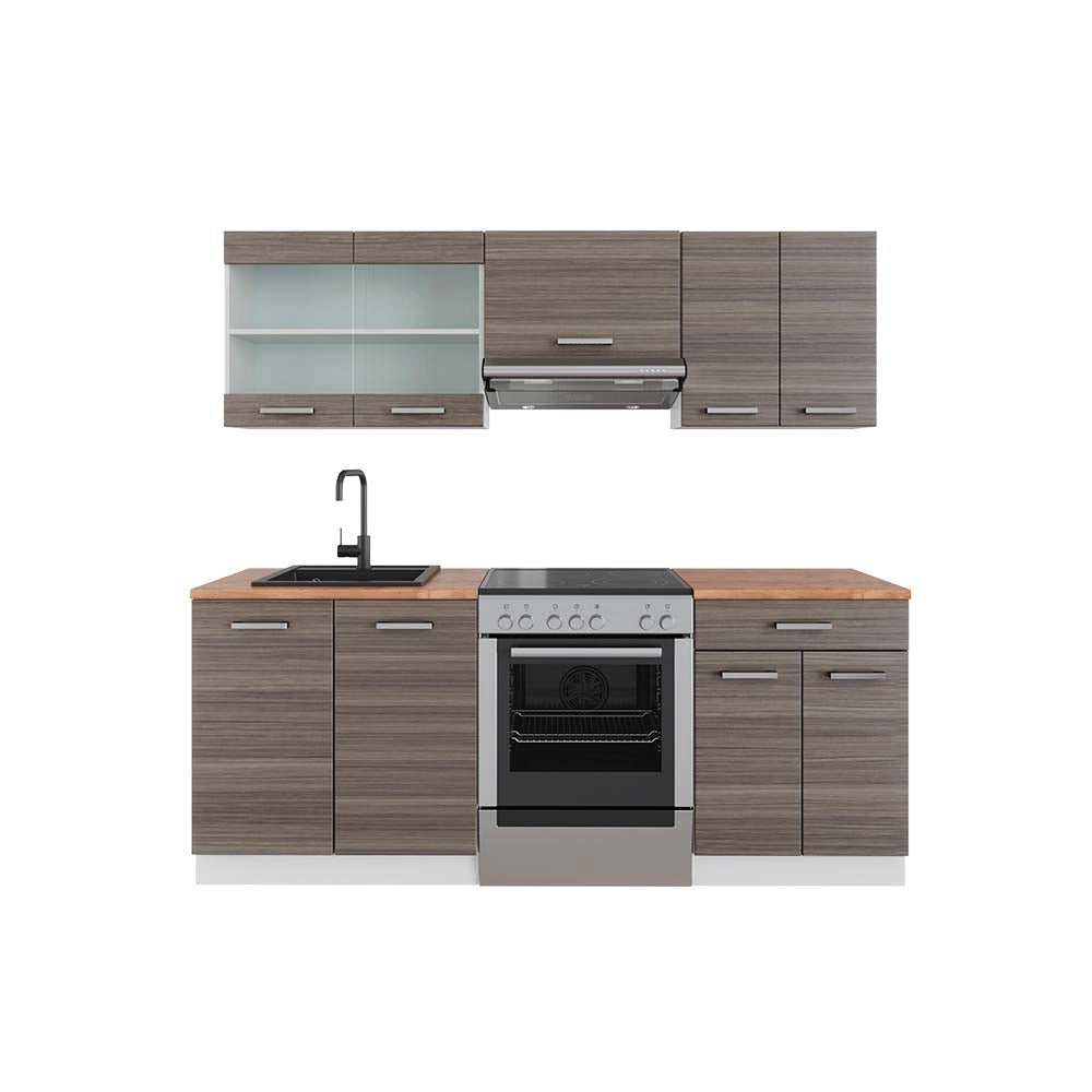 Vicco Cucina componibile Grigio prezioso/bianco 200 cm , PL Rovere