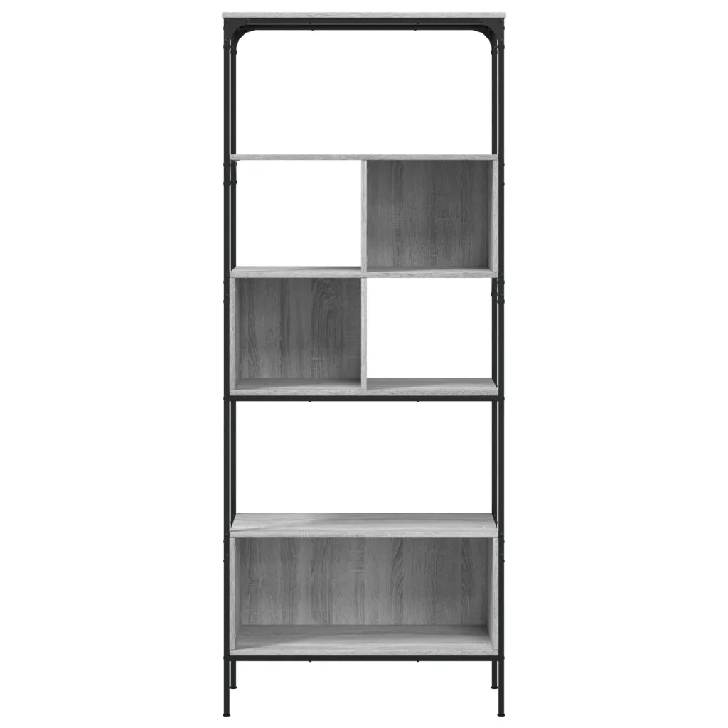 Libreria 5 Ripiani-Scaffale per Libri-Mobile di Stoccaggio Grigio Sonoma 76x33x188,5cm Legno Multistrato