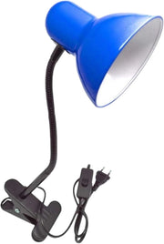Lampada da Tavolo in Metallo con Braccio flessibile Testa Girevole e pinza Attacco E27 Ideale per Scrivania lettura studio Colore: Blu
