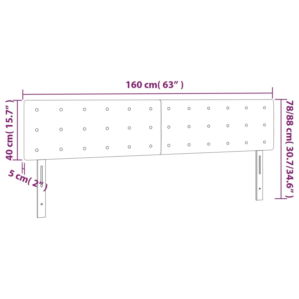 Testiera a LED Nera 160x5x78/88 cm in Velluto 3122102