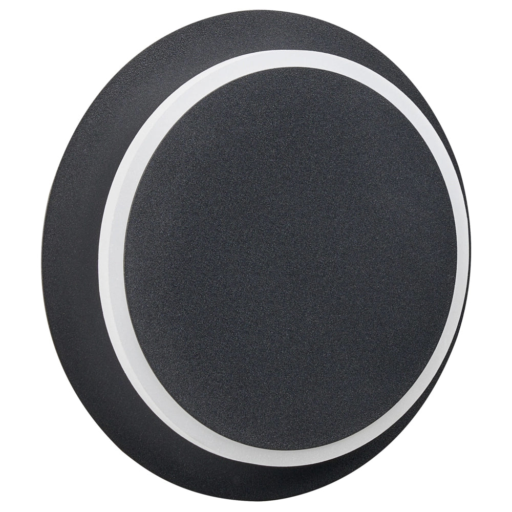 Set di 2 lampade da parete LED in metallo nero con paralume rotondo in acrilico verniciato a polvere in stile scandinavo.
