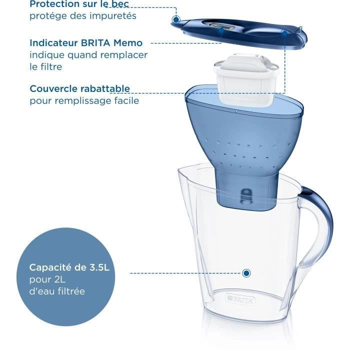Brita Carafe Filter Marella Bleue XL (3.5L) Incluso 1 Cartuccia Maxtra Pro All-1