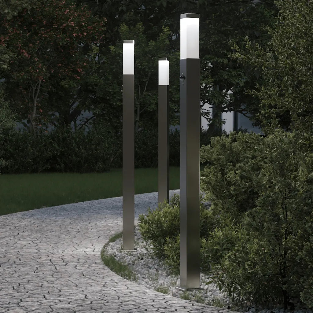 Lampioni a paletto con sensore 3 pz 110 cm Acciaio Inox IP44 4006058