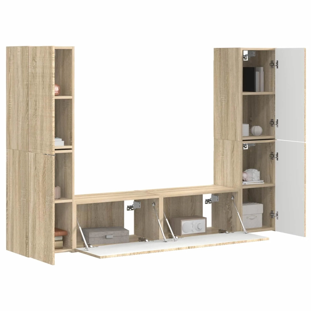 Set mobile TV 6 pz-Credenza per TV Rovere Sonoma Legno multistrato 687603