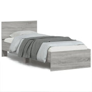 Giroletto con Testiera e LED-Struttura Letto con testiera Grigio Sonoma 90x190 cm