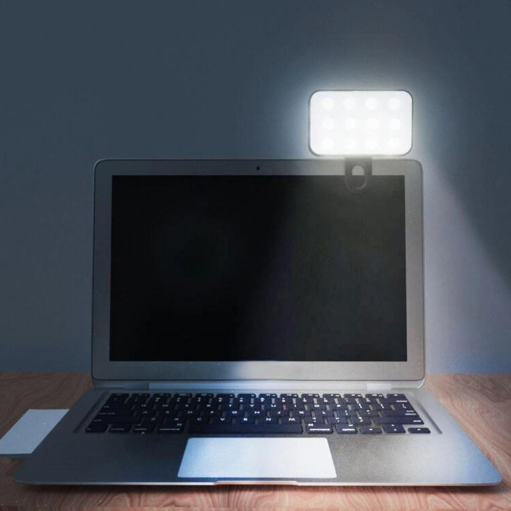 Trade Shop - Luce Ricaricabile Video Led Portatile Pannello Luminoso Con Clip Usb Riprese Telefono -