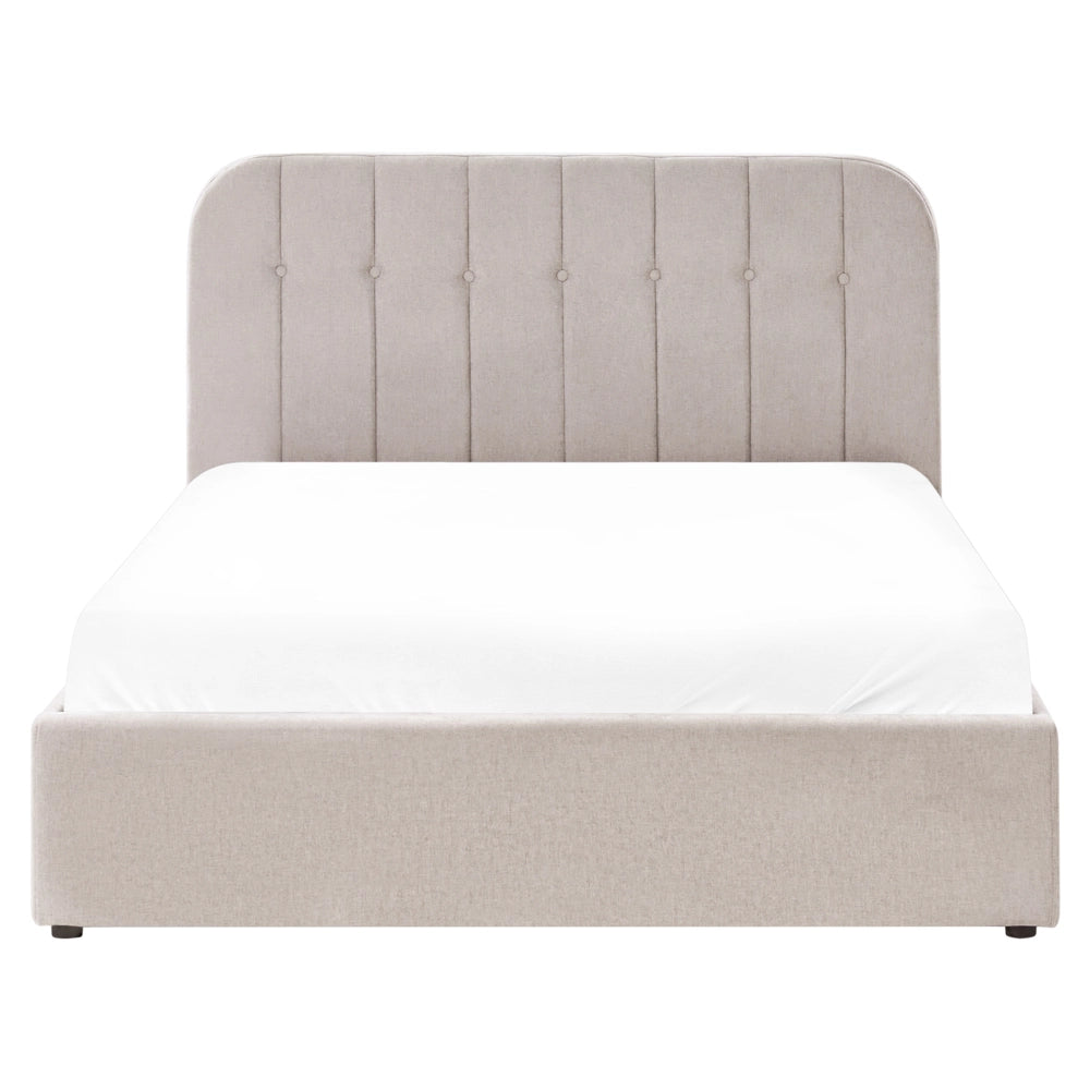 Letto matrimoniale 140 x 200 cm in tessuto di ciniglia Base letto a doghe Testiera trapuntata tortora