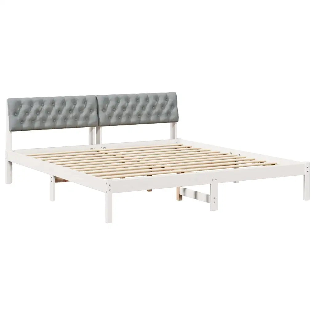 Struttura del letto-Giroletto-Rete del Letto Bianco e grigio chiaro 180 x 200 cm 654516