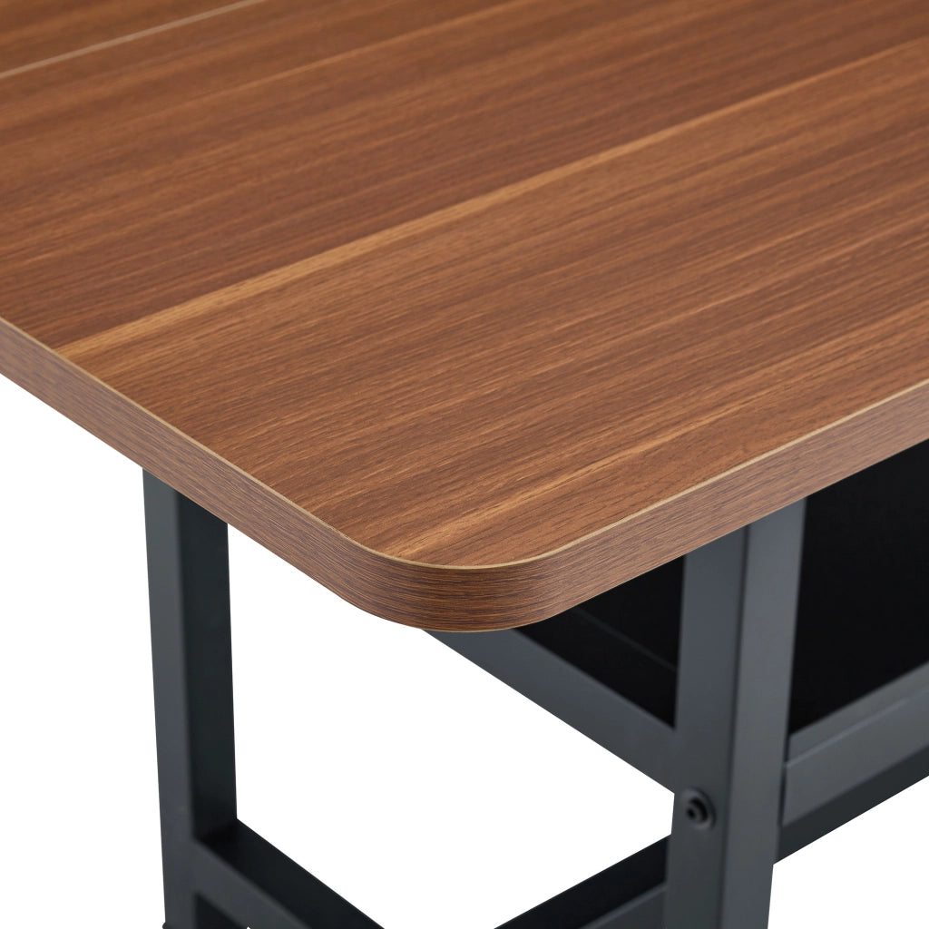 Tavolo da Pranzo Rettangolare ¨C MINIMAL ¨C Noce, Gambe in Metallo Nero, 160x90x76, 6 Persone