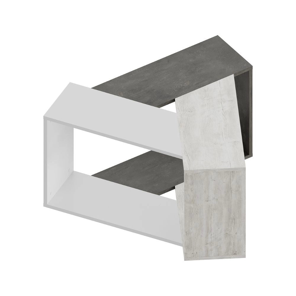 Tavolino da Soggiorno 100x98x52 cm in MDF Trio Cemento Bianco