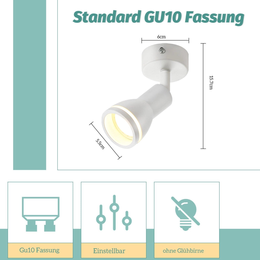 ZMH Faretto da soffitto moderni 1 fiamma GU10 metallo per portico cucina ufficio