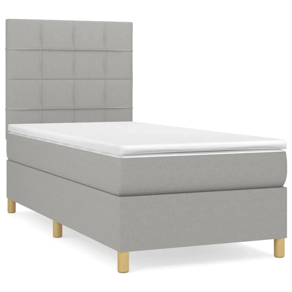 Giroletto a Molle con Materasso Grigio Chiaro 90x200 cm Tessutocod mxl 75739