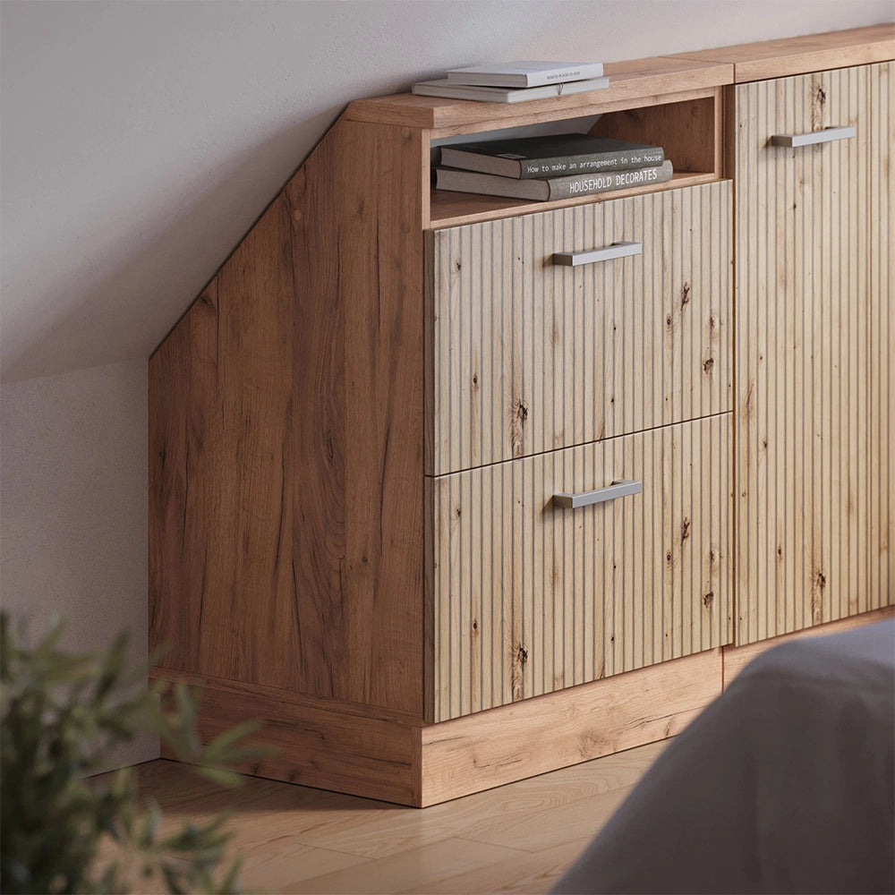 Mobile sottotetto Rion Rovere artigianale/Rovere dorato con 2 cassetti Vicco