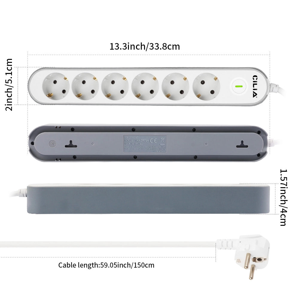 Ciabatta Elettrica 6 Prese con Interruttore e Protezione ¨C Xylo ¨C Bianco 1.5 m