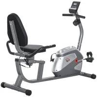 Cyclette Orizzontale con Seduta Regolabile, 8 Resistenze e Monitor LCD, 121.5-136x62.5x98cm, Grigio