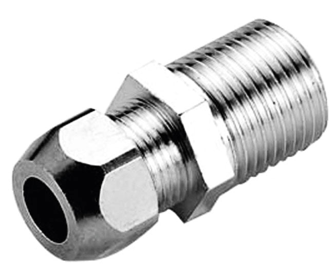 RACCORDO DIRITTO MASCHIO A TENUTA PTFE PER TUBO RAME CROMATO SERIE 6900 3/8 ø12   PETTINAROLI