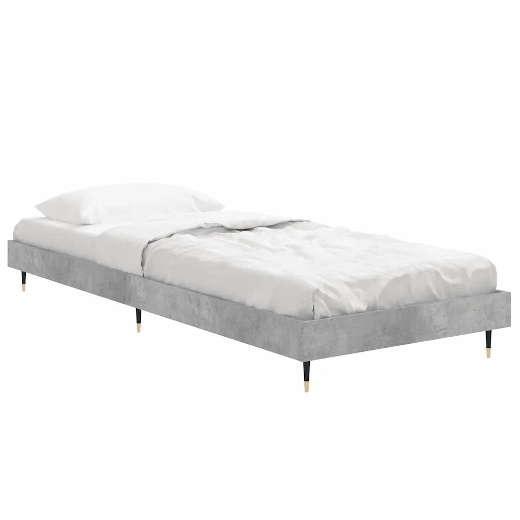 Letto singolo | Letto per adulti | Giroletto Grigio Cemento 75x190 cm in Legno Multistrato