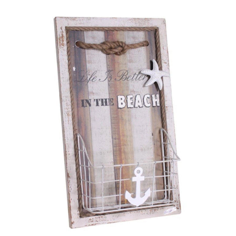 Portalettere mare legno beach ancora cm 33x12h56