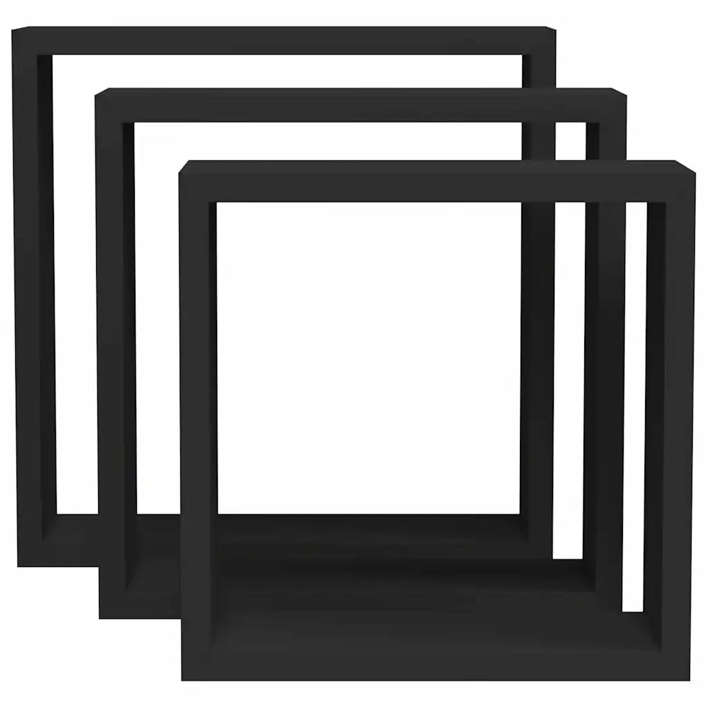 Mensole a Cubo da Parete 3 pz Nere in MDF cod mxl 33555