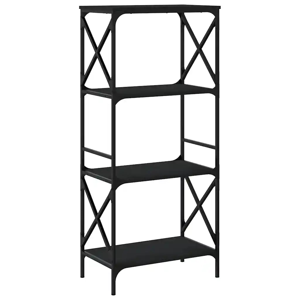 Libreria a 4 Ripiani Nera 59x35x132 cm in Legno Multistrato 837617