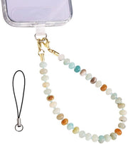 Portatelefono con cristalli di quarzo - catena di portatelefono - cintura di portatelefono - pietra naturale - bracciale di portatelefono con forma di coda di cavallo - 1 pezzo inclusivo di lanyard e copertura TPU
