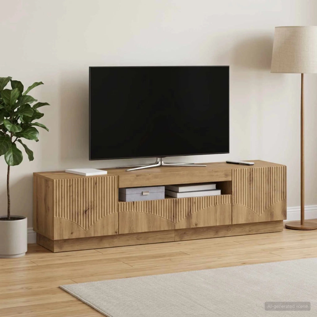 Mobile TV LED Rovere Artigianale Legno ingegnerizzato 897354
