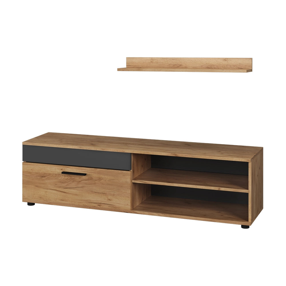 Vicco Parete attrezzata Quercia dorata/antracite con 1 lembo